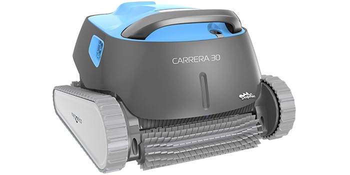 El limpiafondos Dolphin Carrera 30 proporciona una limpieza fiable, cómoda y rentable para de la piscina. Su fiable método de filtración en cualquier condición de la piscina y el cepillado activo en toda superficie, optimizan la higiene de la piscina.
