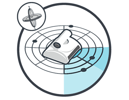 El M 600 utiliza un avanzado software de navegación con un sistema giroscópico de escaneado. Gracias a él el robot realiza un preciso escaneo del tamaño de su piscina, lo que garantiza una cobertura óptima y una limpieza eficiente.